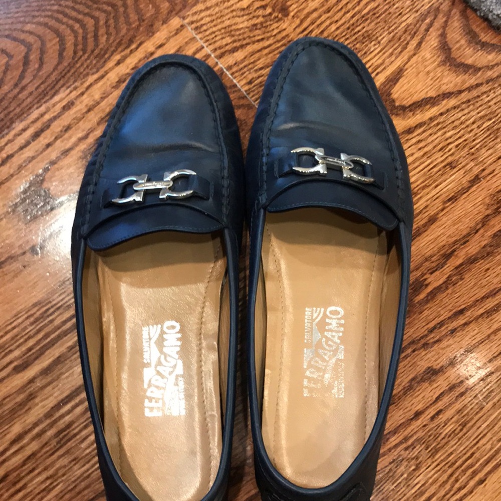 Gently worn buckle loafers
